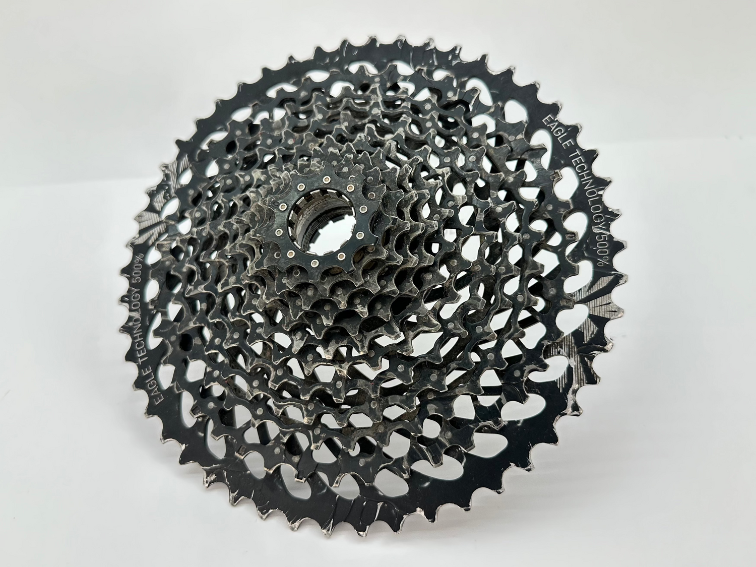 Bicycle gear cassette on a white background