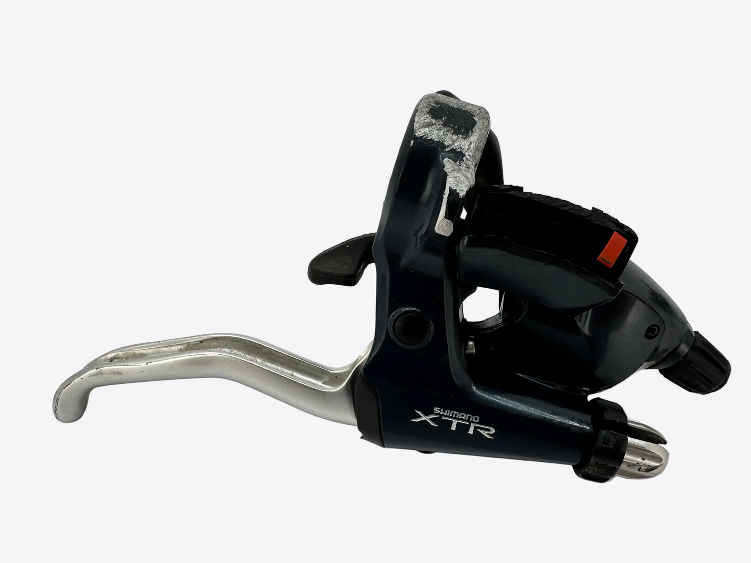 Bicycle shifter with 'Shimano XTR' branding on a white background