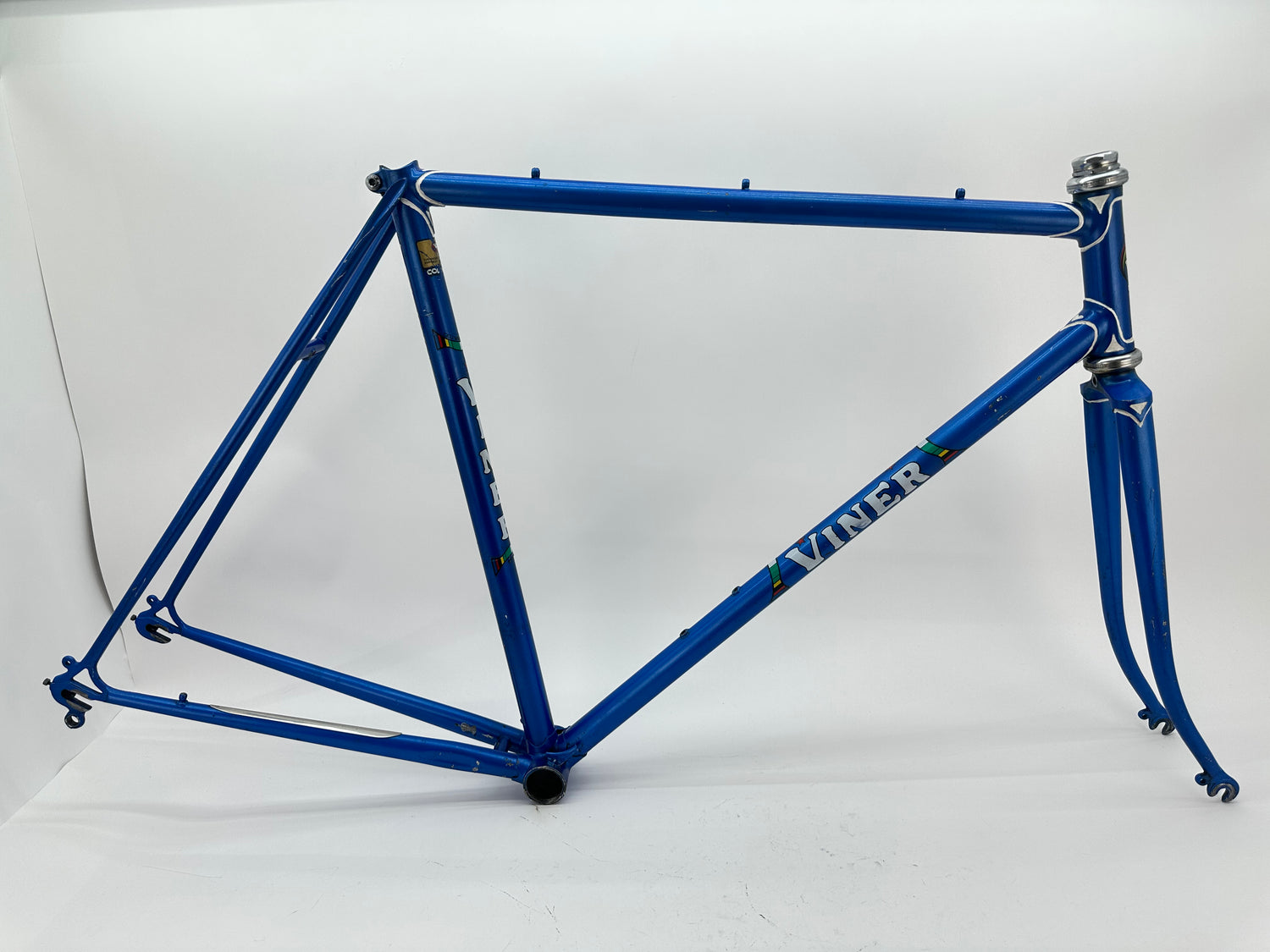 Blue bicycle frame on a white background
