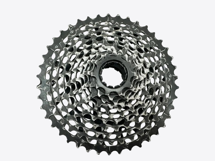 Bicycle gear cassette on a white background
