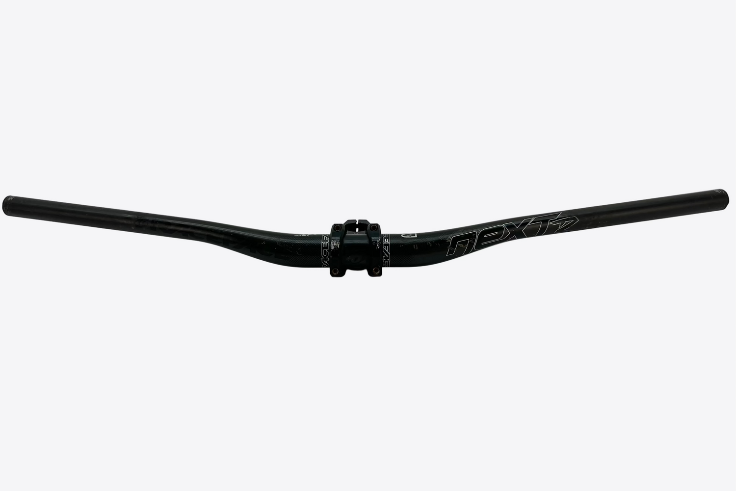 Black bicycle handlebar on a white background
