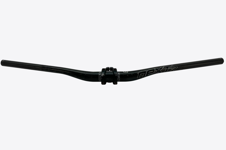 Black bicycle handlebar on a white background