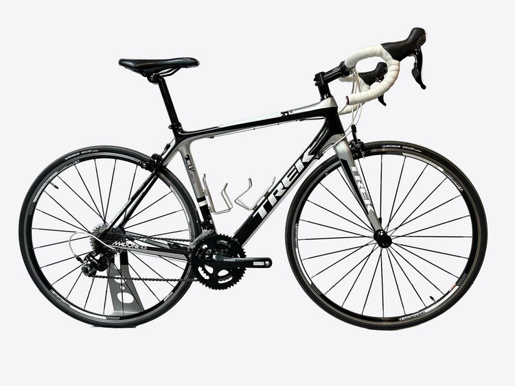 Black Trek bicycle on a white background