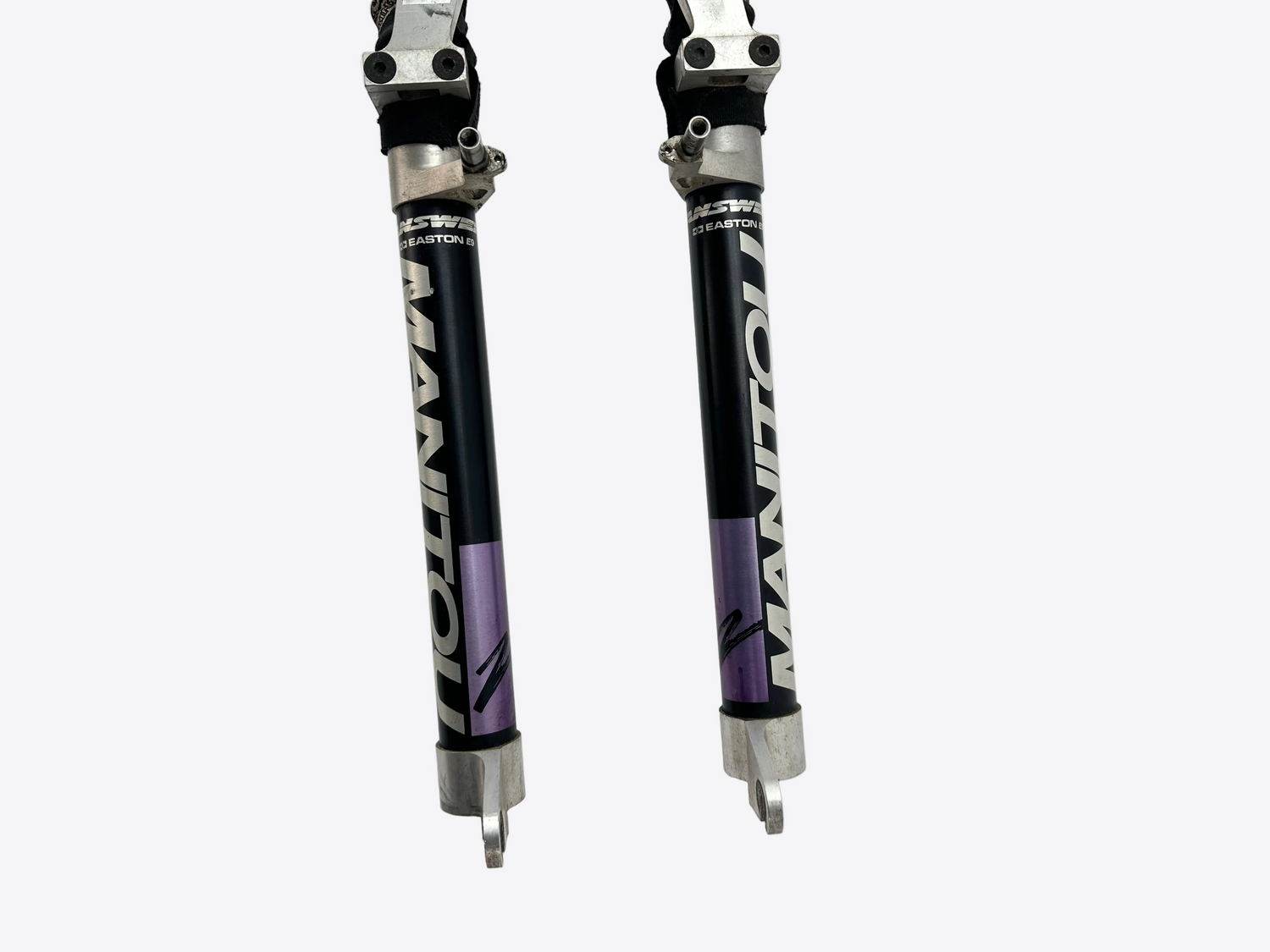 Manitou bicycle shock absorbers on a white background