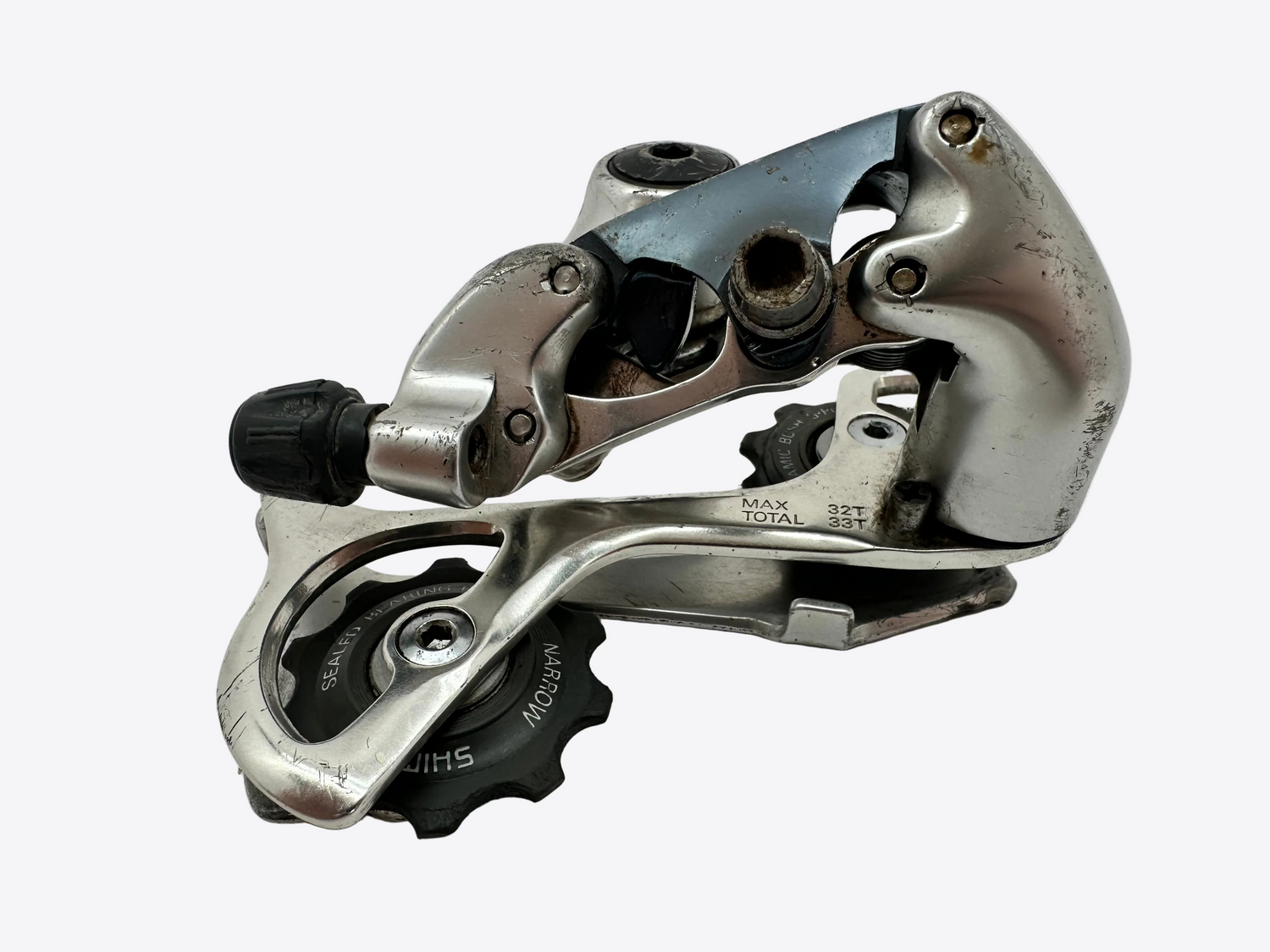 Metallic mechanical component on a white background