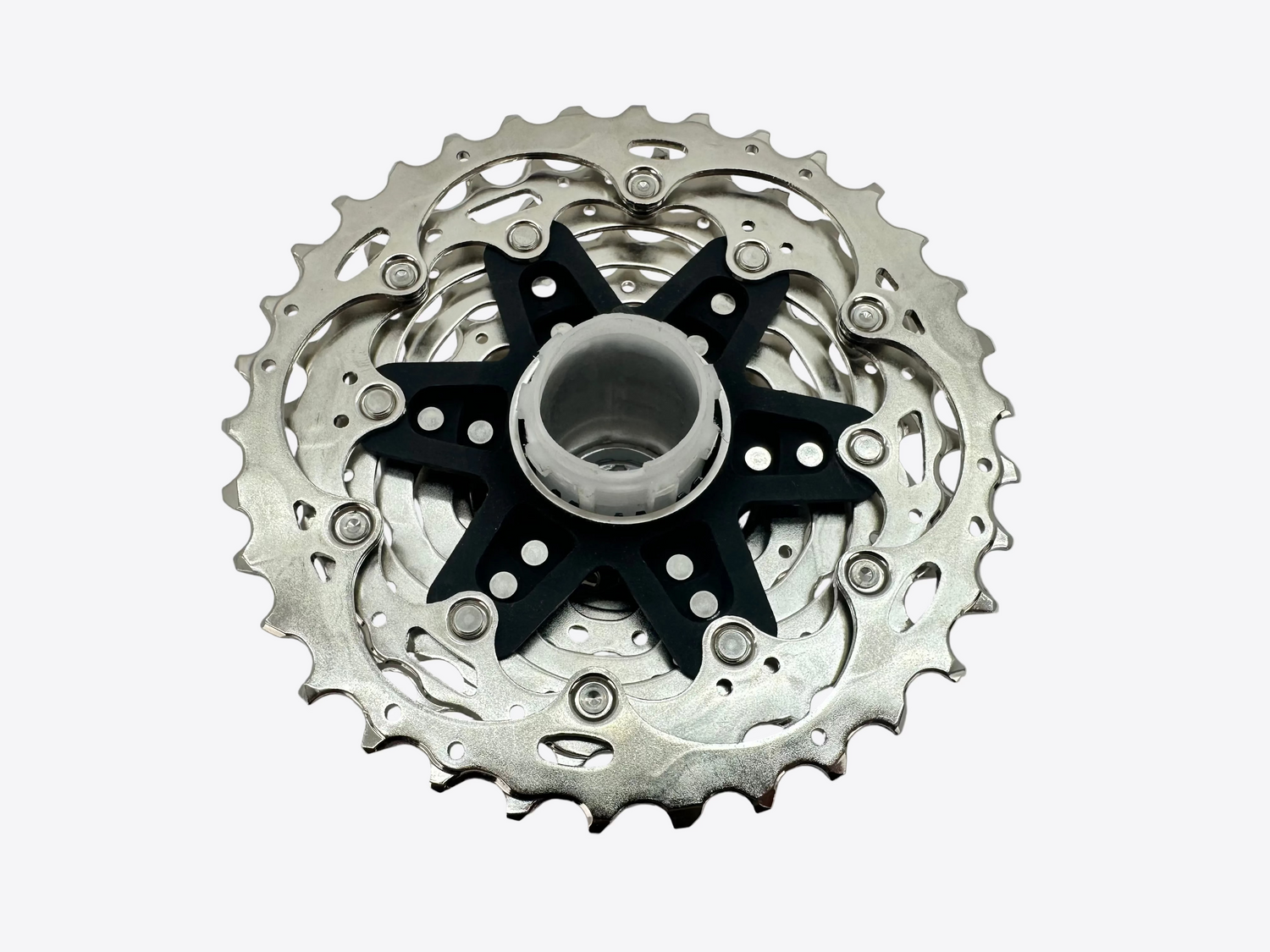 Bicycle gear cassette on a white background