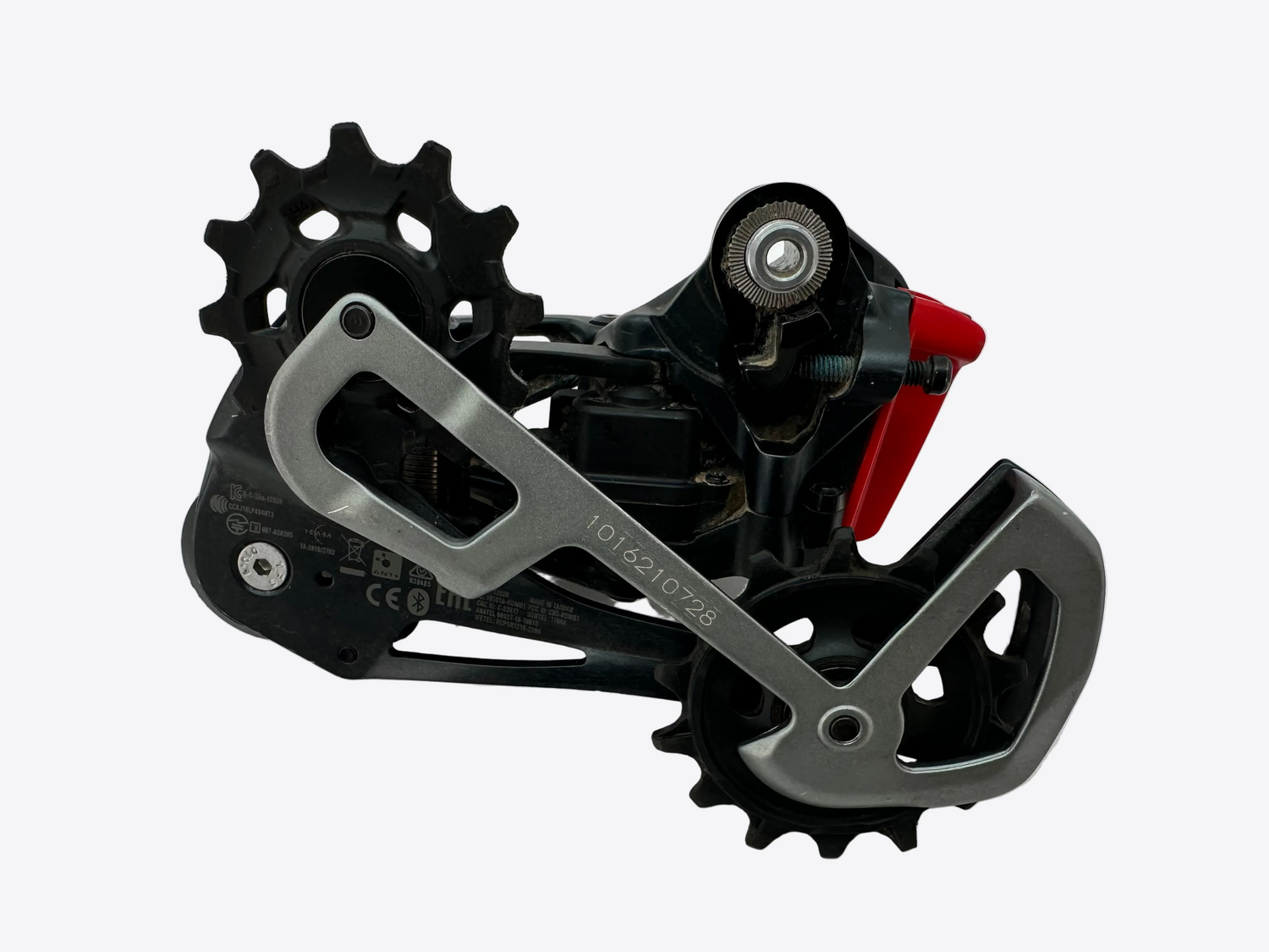 Mechanical bicycle gear system on a white background