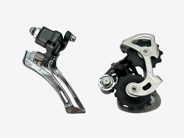 Bicycle gear mechanism on a white background