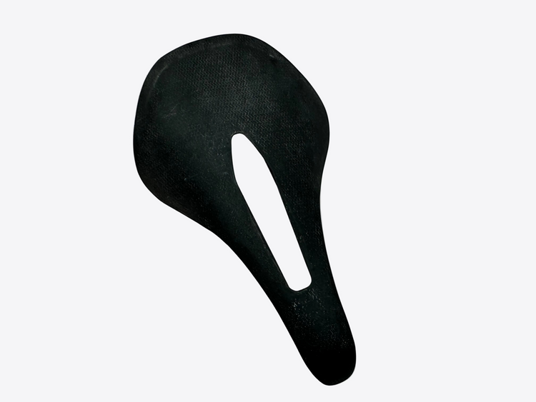 Black bicycle saddle on a white background