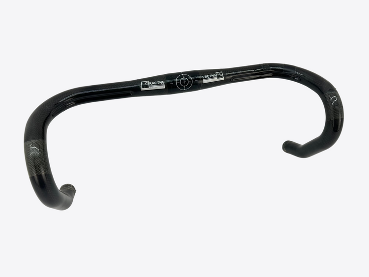 Black bicycle handlebar on a white background