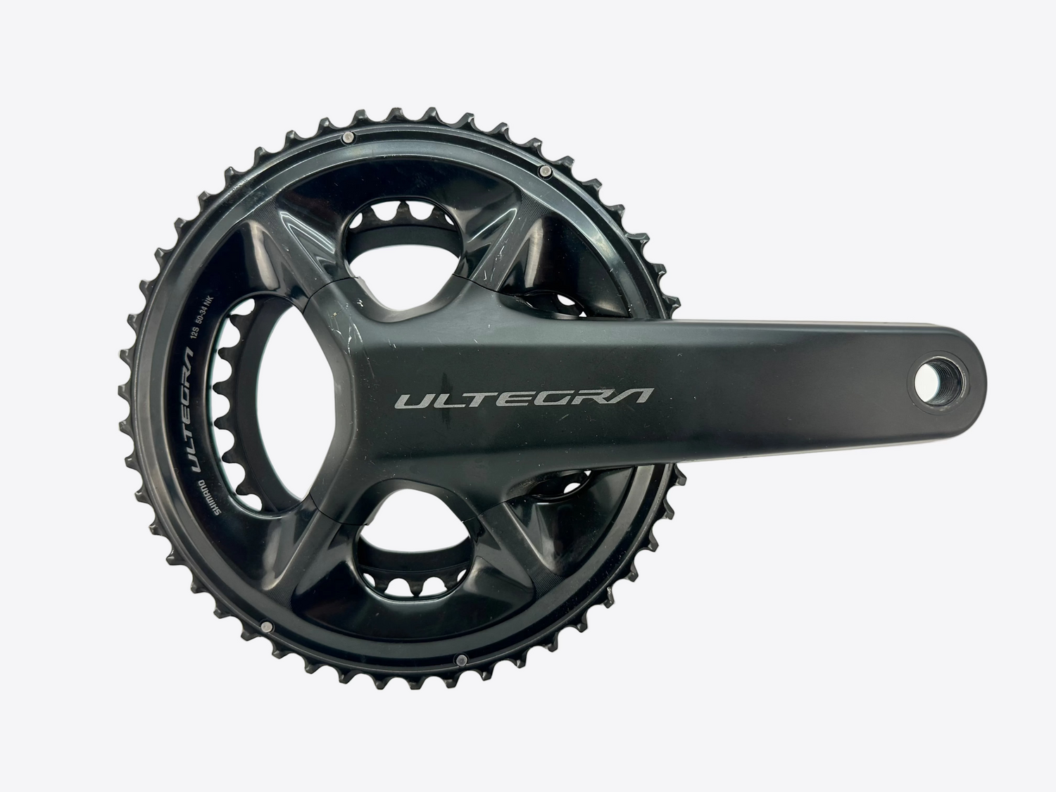 Bicycle crankset with 'Ultegra' branding on a white background