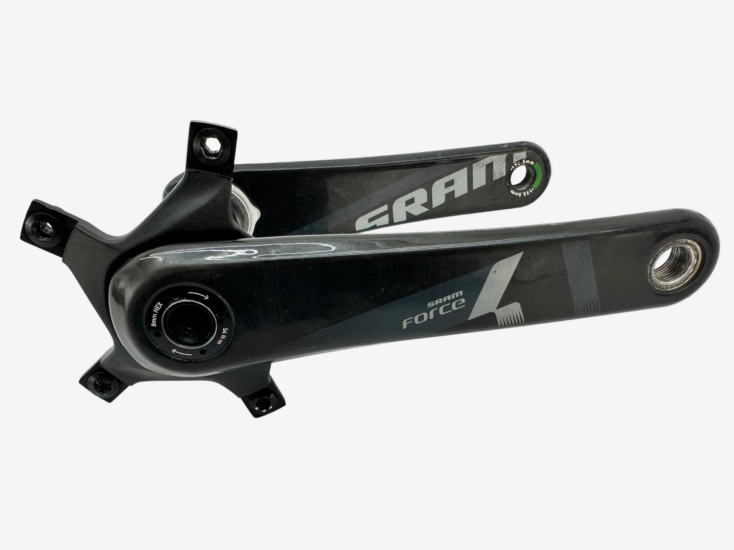 Bicycle crankset with 'Sram' branding on a white background