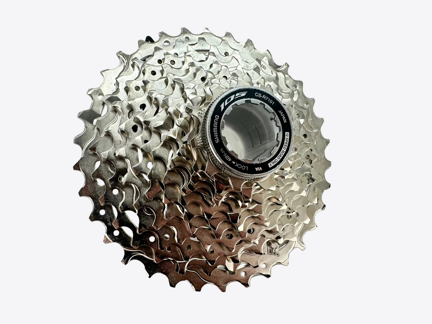 Bicycle gear cassette on a white background