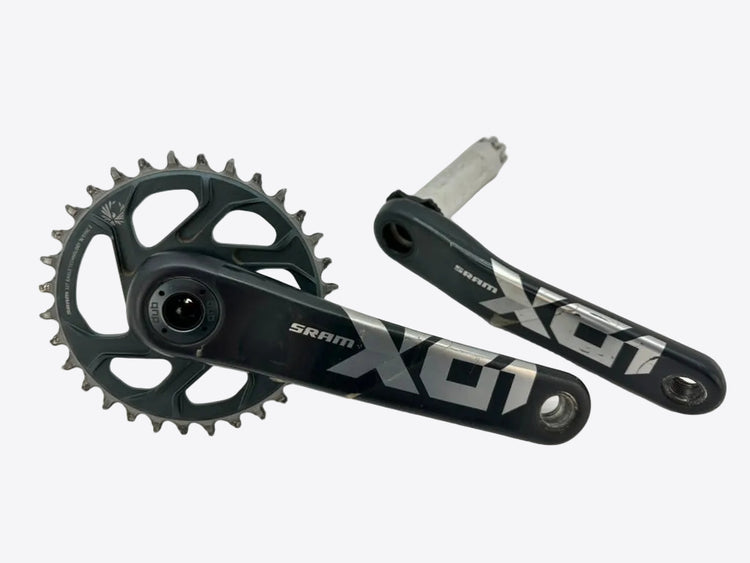 Bicycle crankset with chainring on a white background