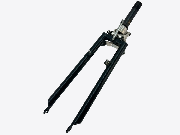 Black bike fork on a white background