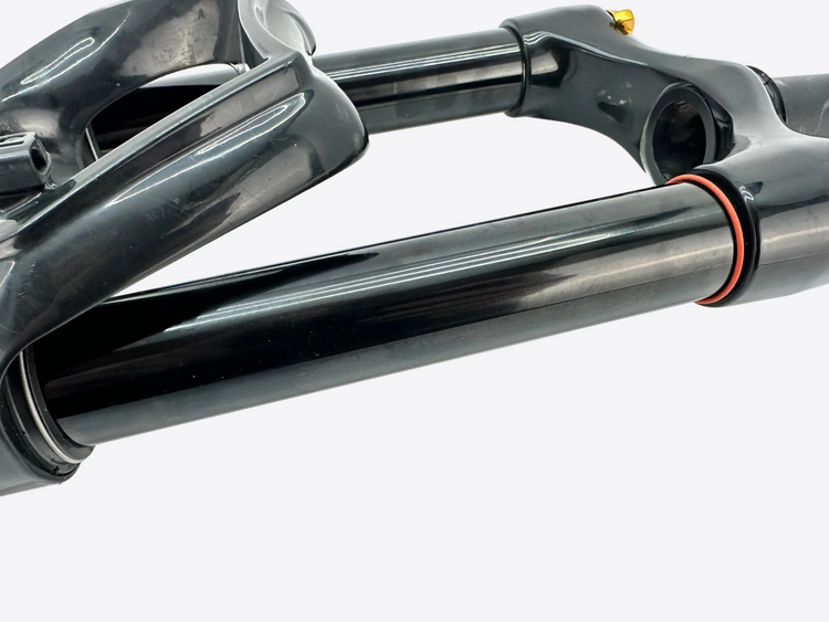 Close-up of a bicycle fork on a white background
