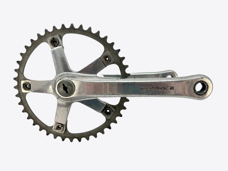 Bicycle crankset with chainring on a white background
