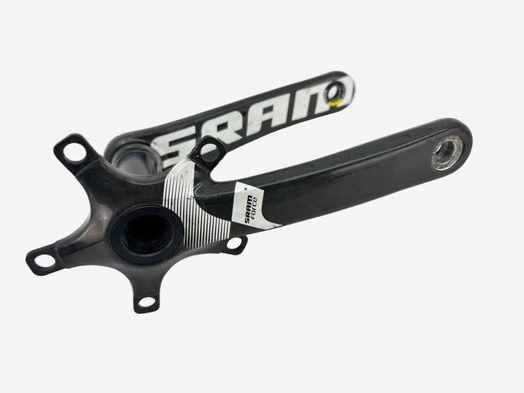 Bicycle crankset with 'SRAM' branding on a white background