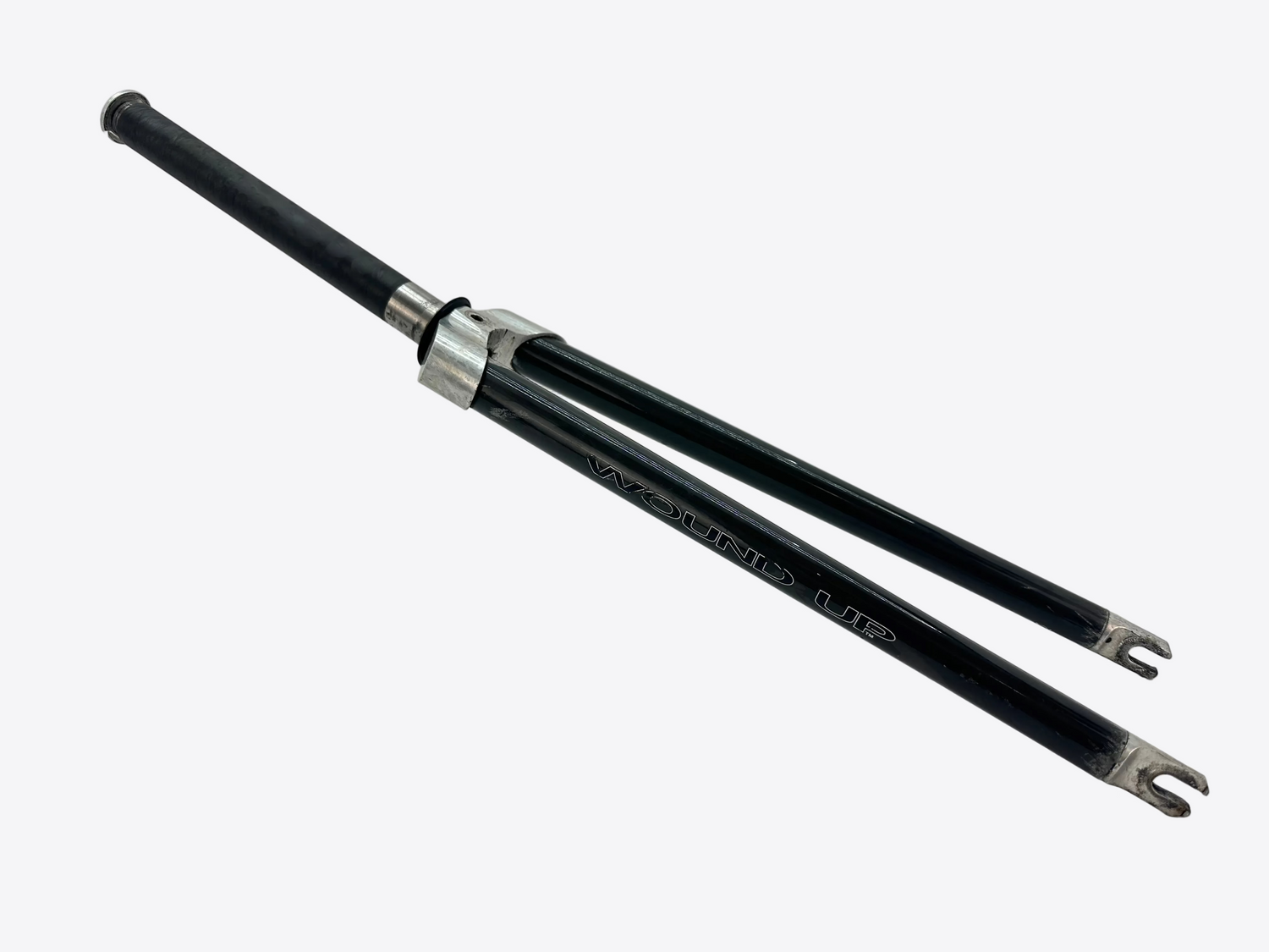 black bicycle forks on a white background