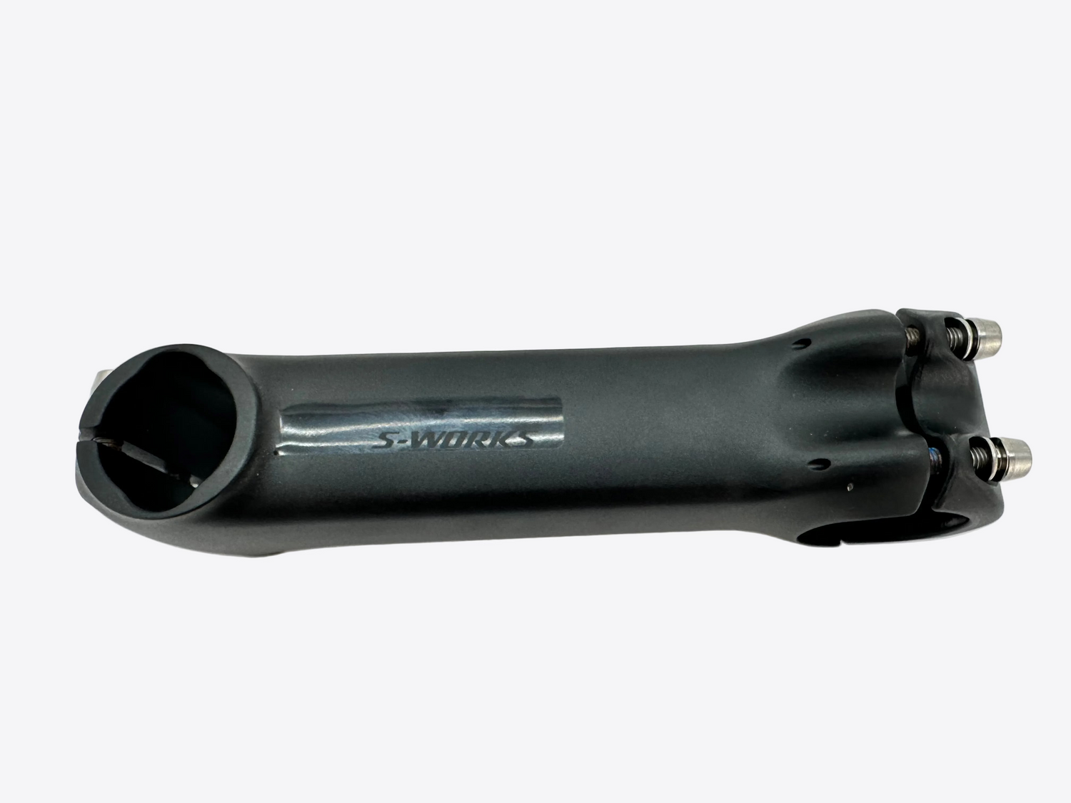 Bicycle stem with 'Sworks' branding on a white background