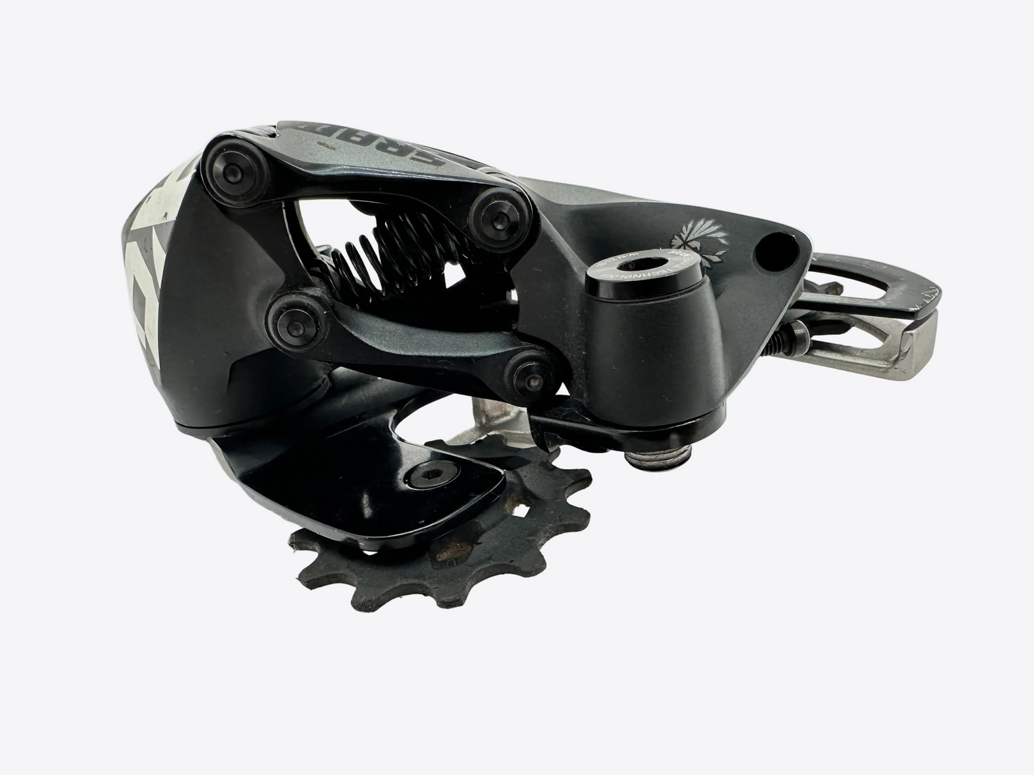 Bicycle gear mechanism on a white background