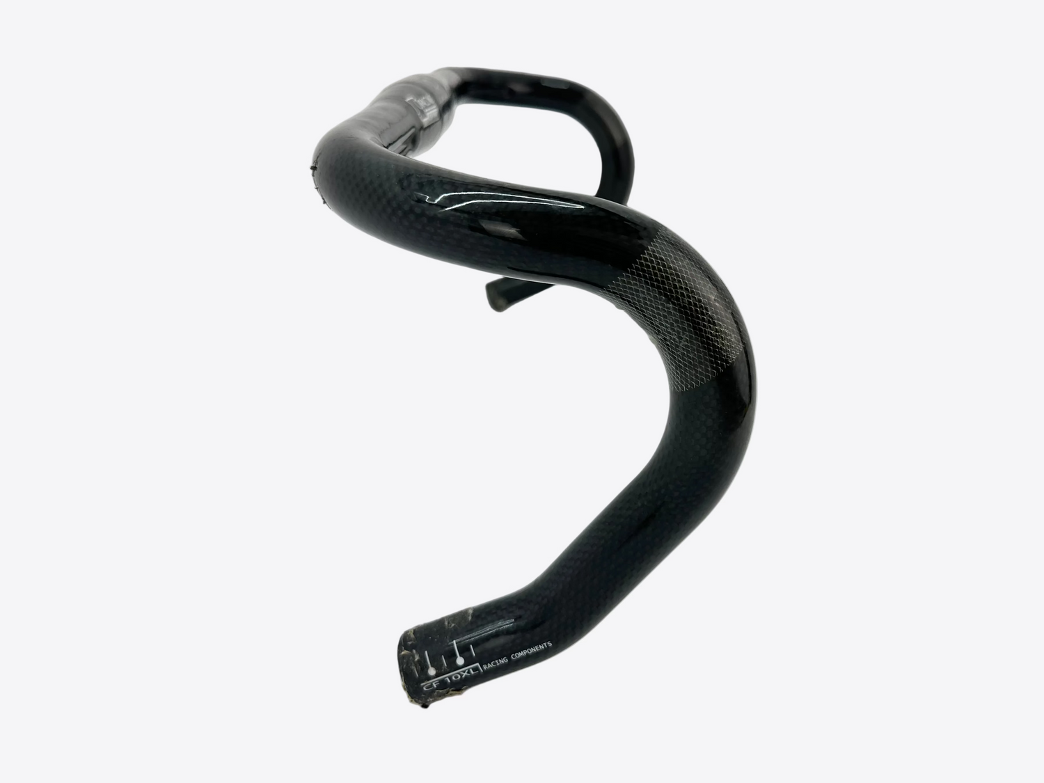 Black bicycle handlebar on a white background