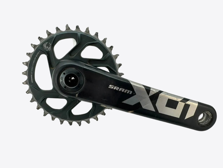 Bicycle crankset with chainring on a white background