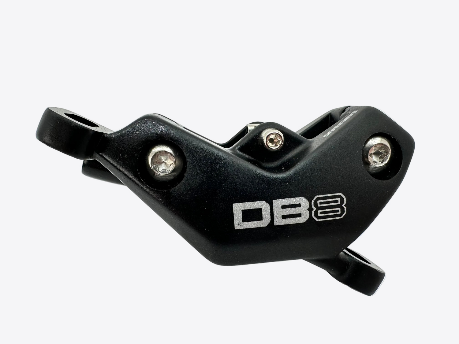Black metal component with 'DB8' branding on a gray background