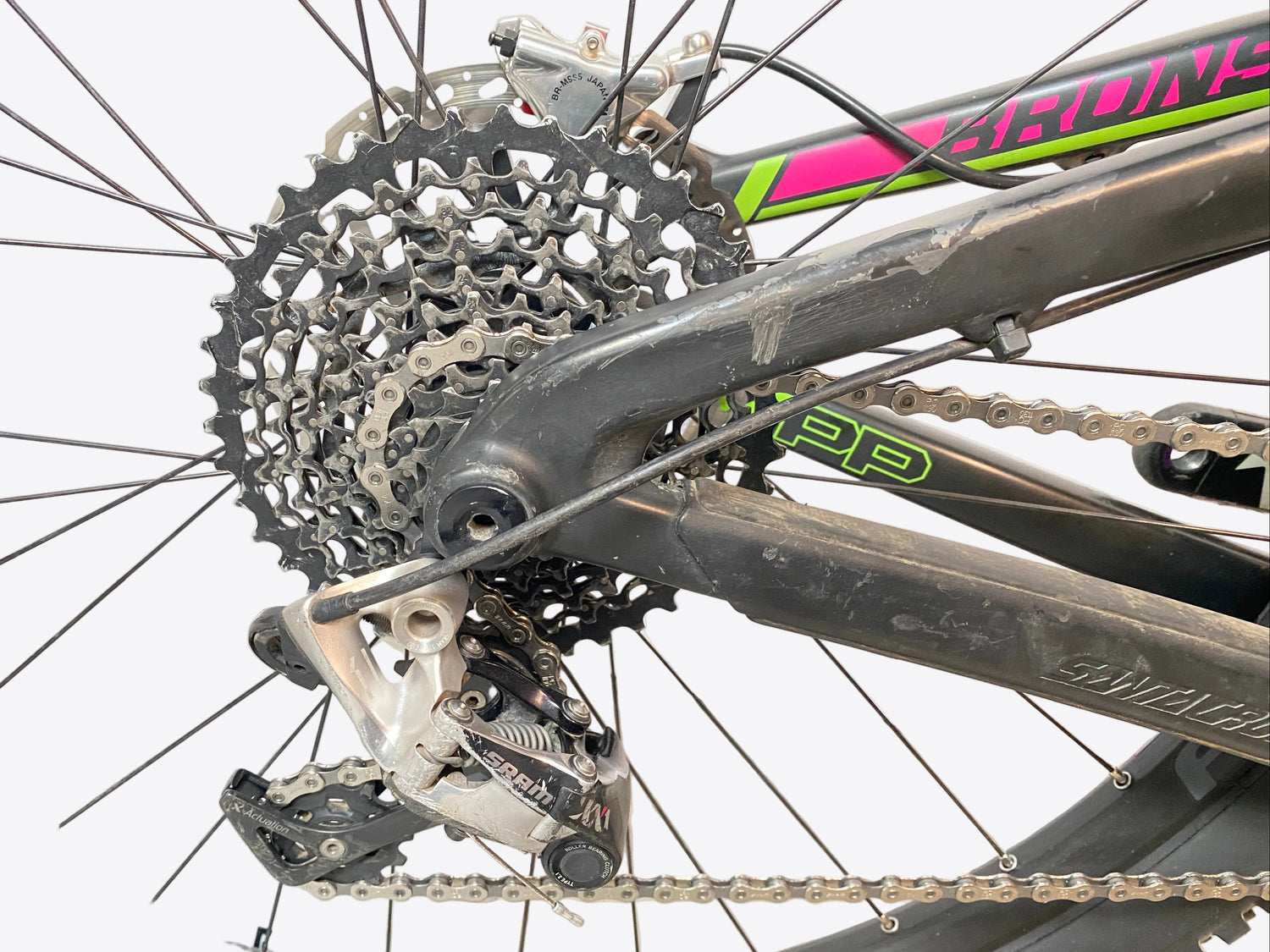 view of the rear derailleur and cassette