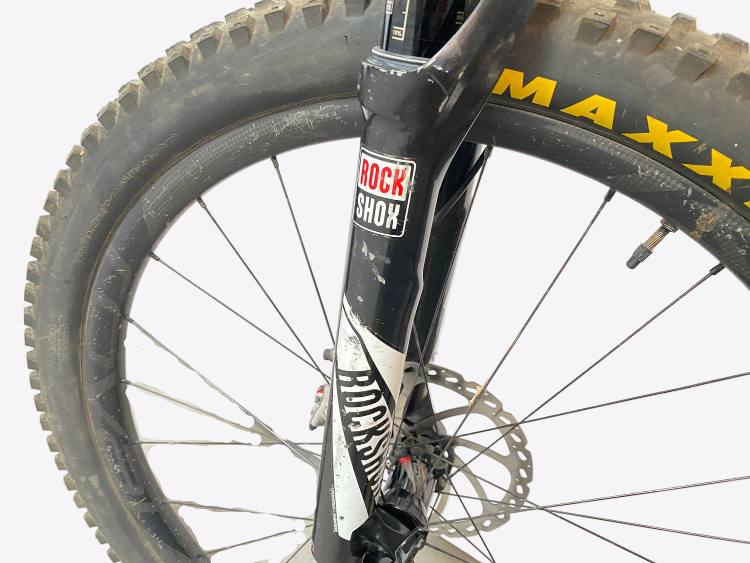 close up of the right fork leg