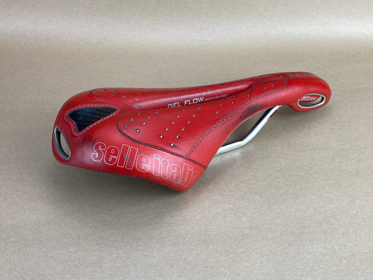 Selle Italia Flite Gel Leather Saddle Red