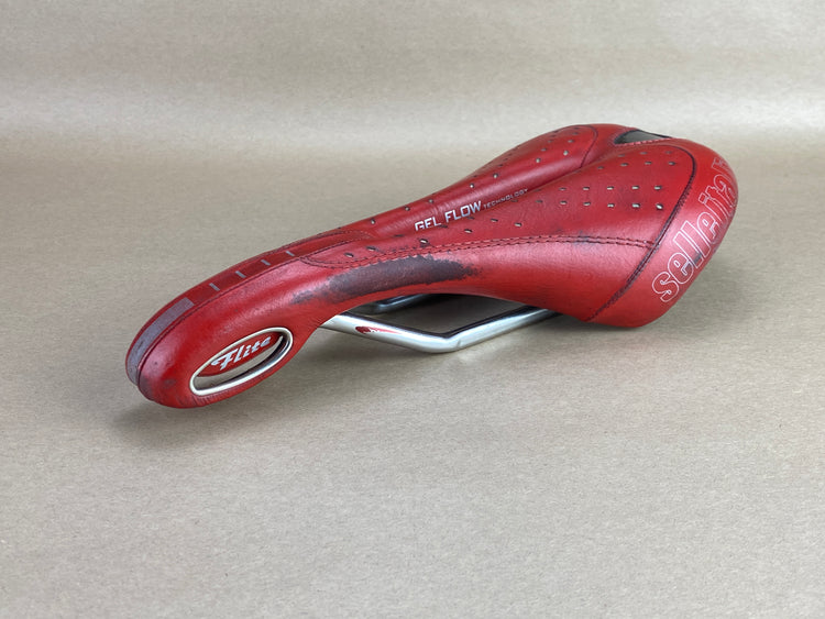 Selle Italia Flite Gel Leather Saddle Red