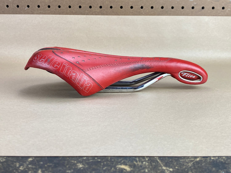 Selle Italia Flite Gel Leather Saddle Red