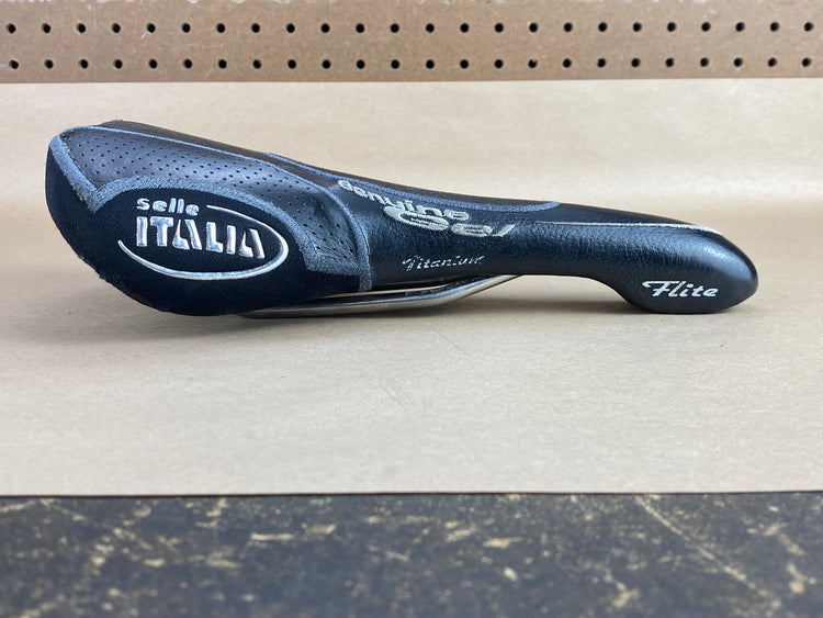 Selle Italia Flite Gel Leather Saddle Titanium Rails