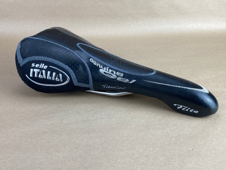 Selle Italia Flite Gel Leather Saddle Titanium Rails