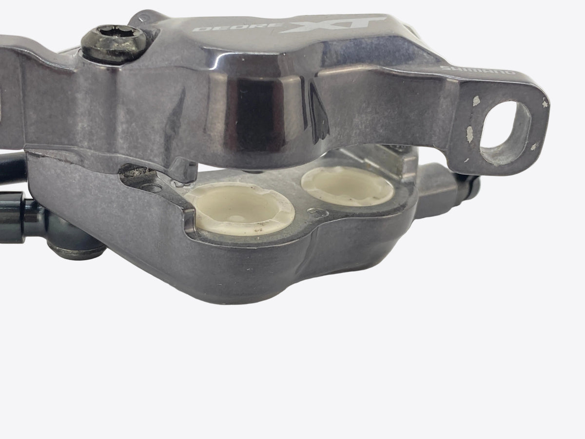 close up of the brake pistons