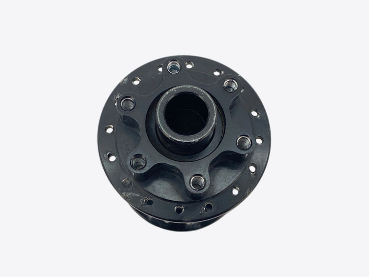 view of the left side axle end and rotor mount