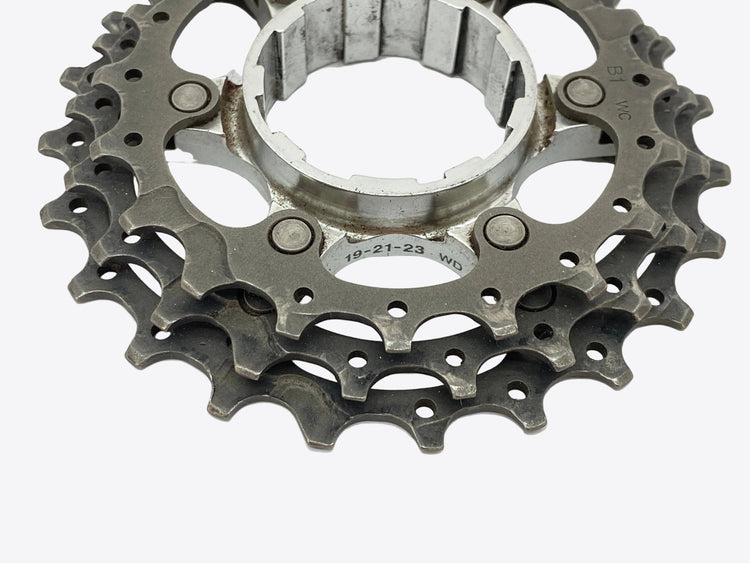 view of the three titanium cogs