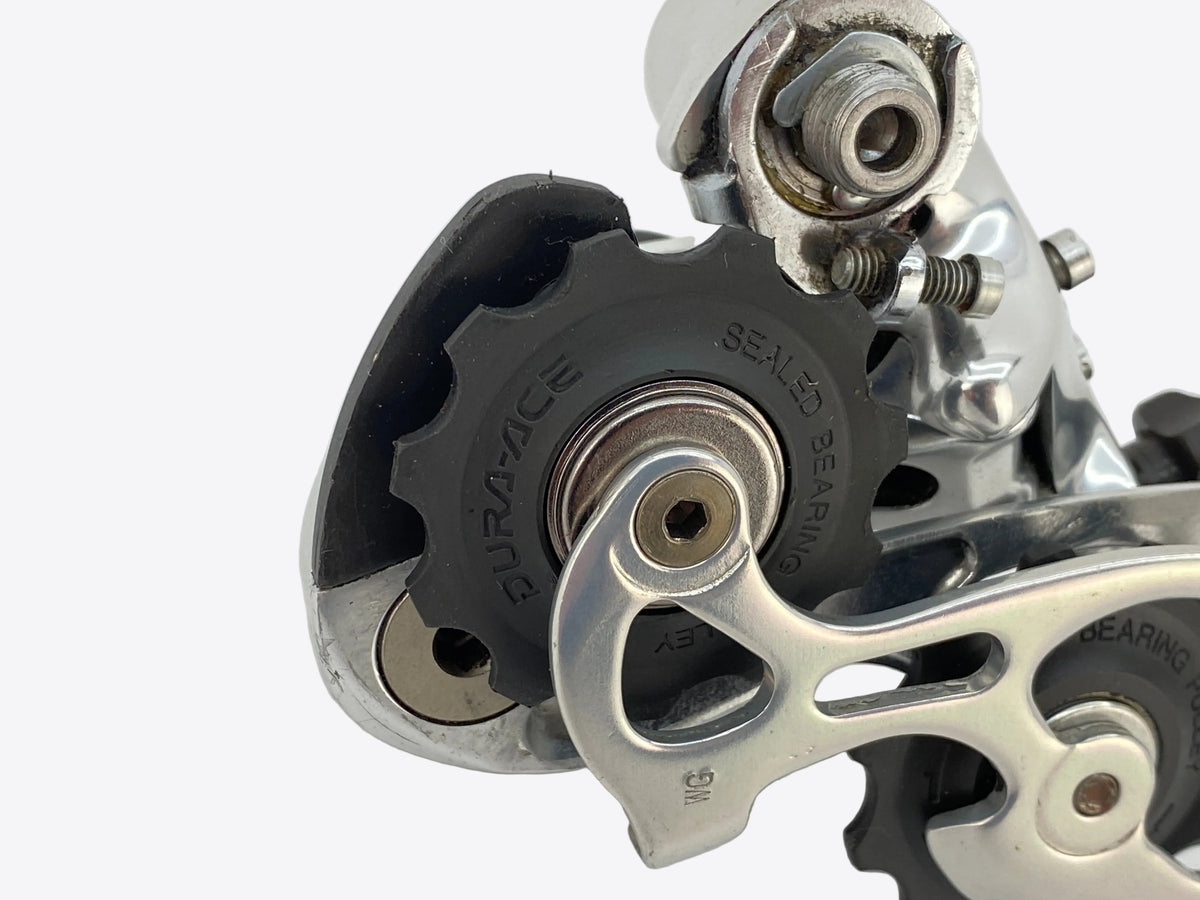 close up of the derailleur pulley