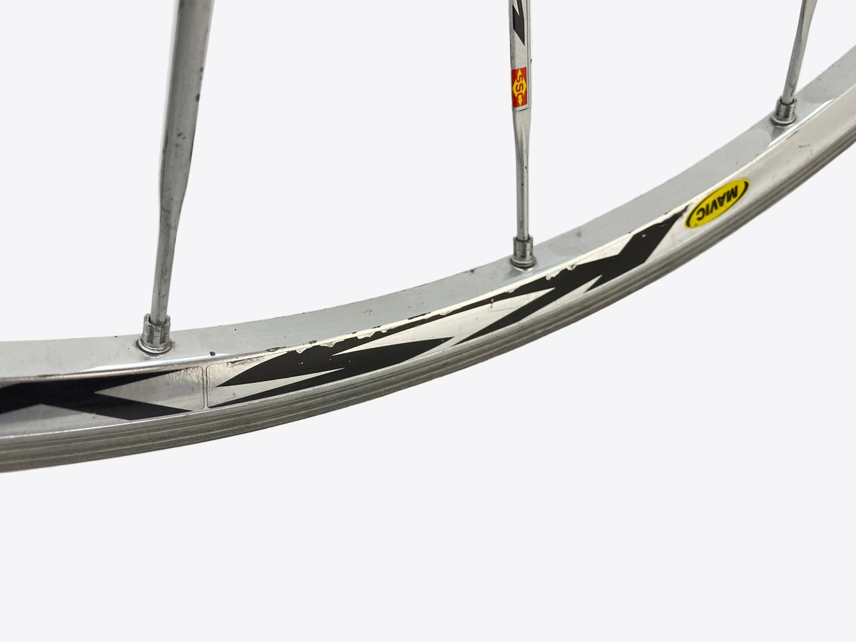 scratched decal of front rim