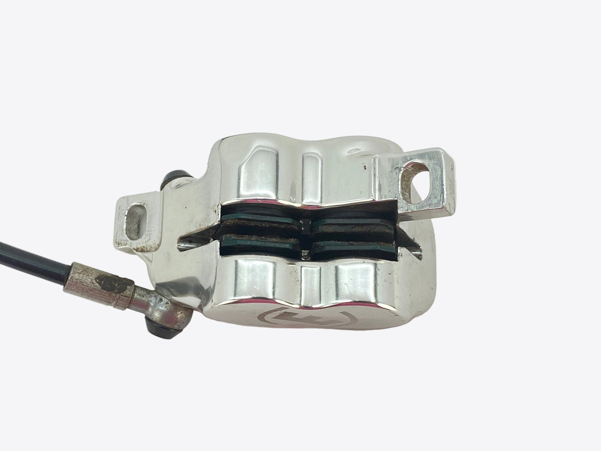 underside view of the front caliper