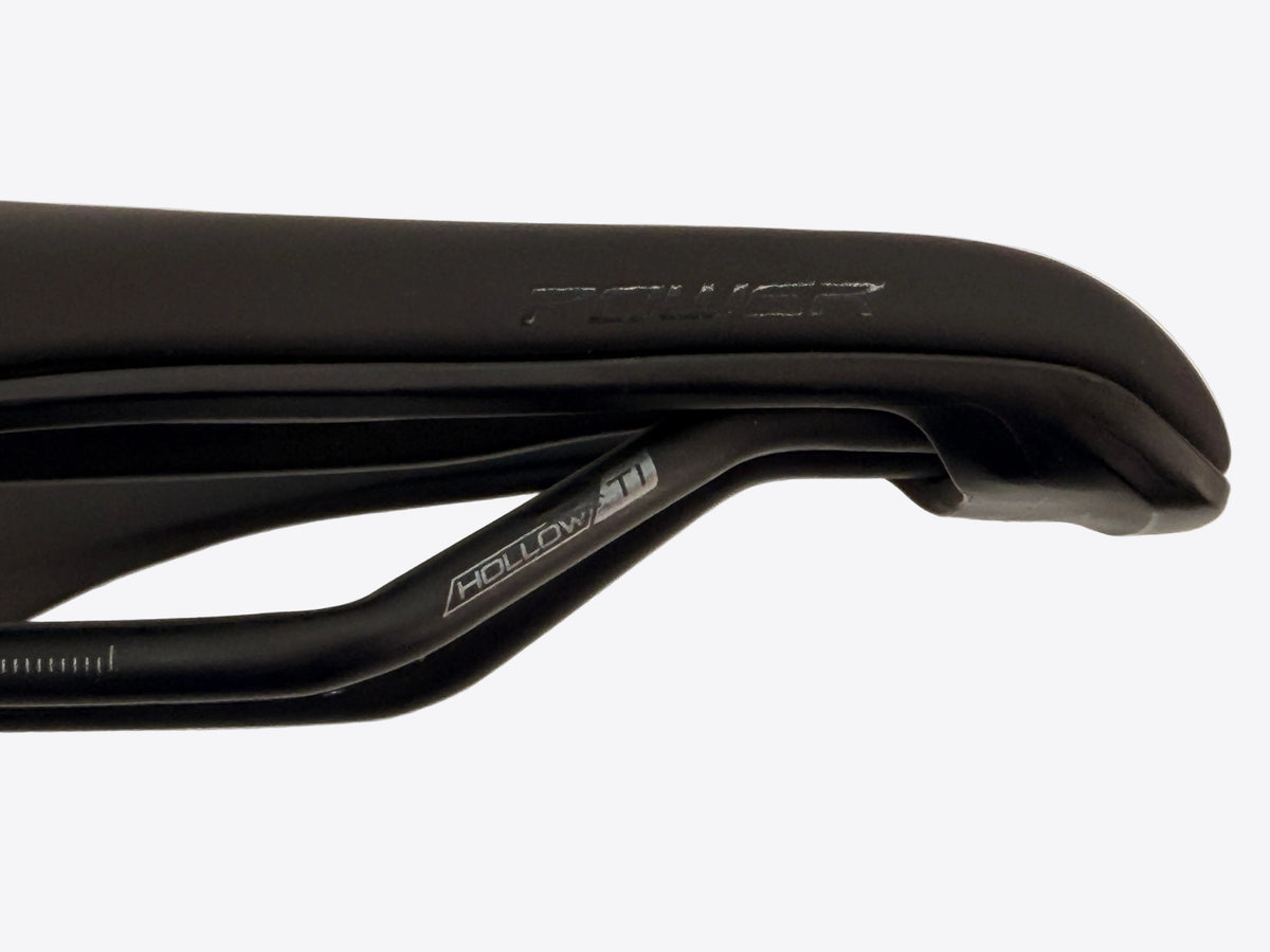 close up of nose of saddle and to rails