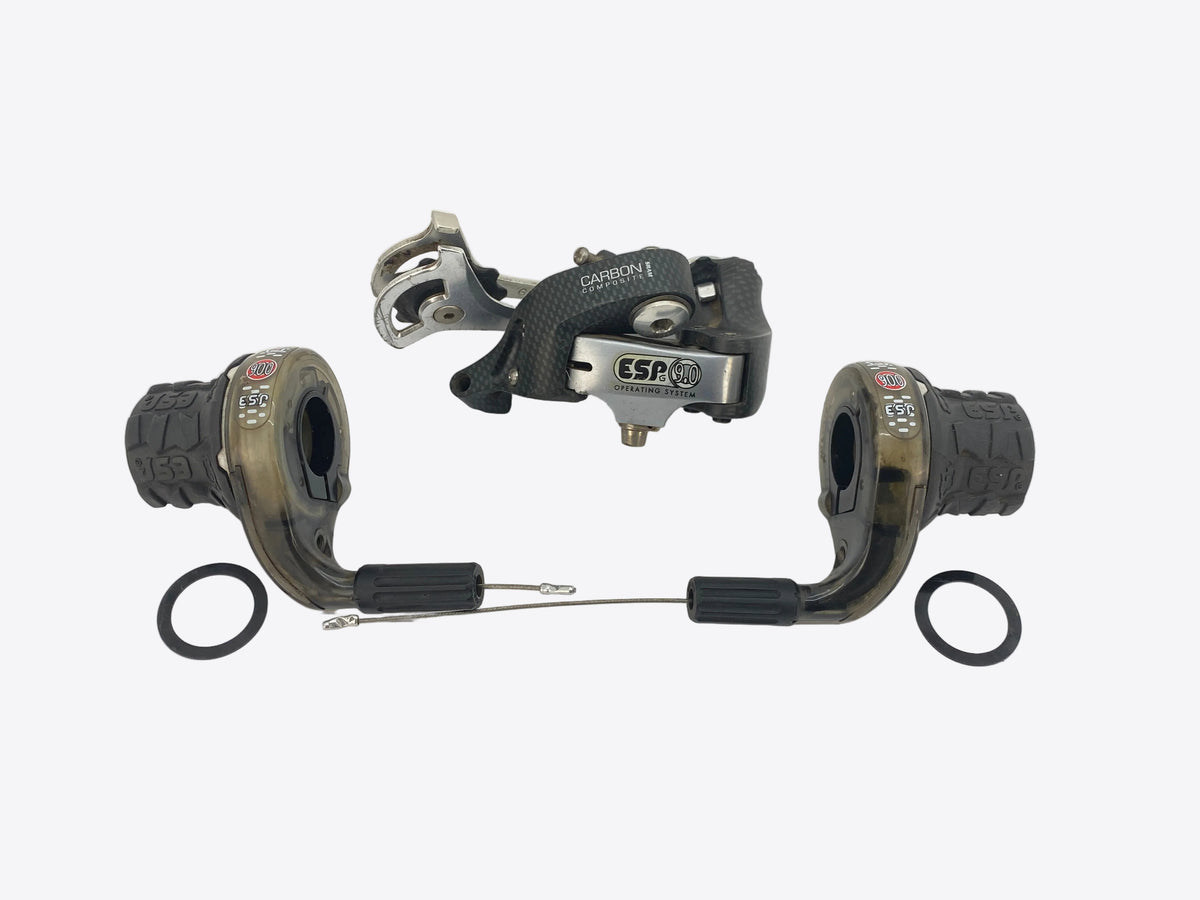 main view of the shifters and derailleur