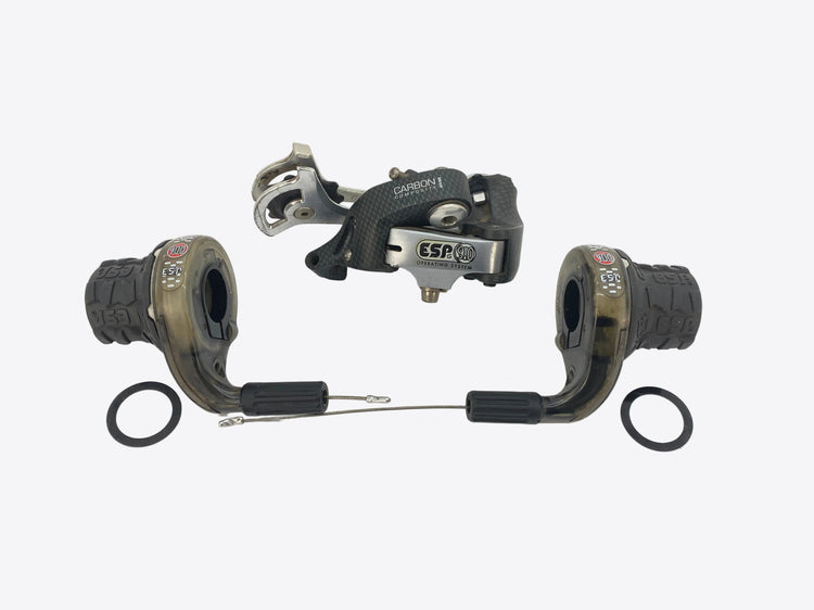 main view of the shifters and derailleur