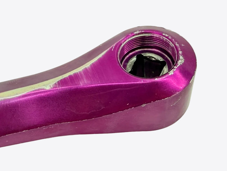 purple anodized crank square taper close up