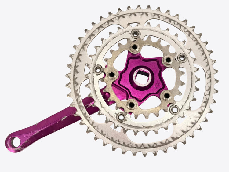 purple anodized crank drive side arm back side