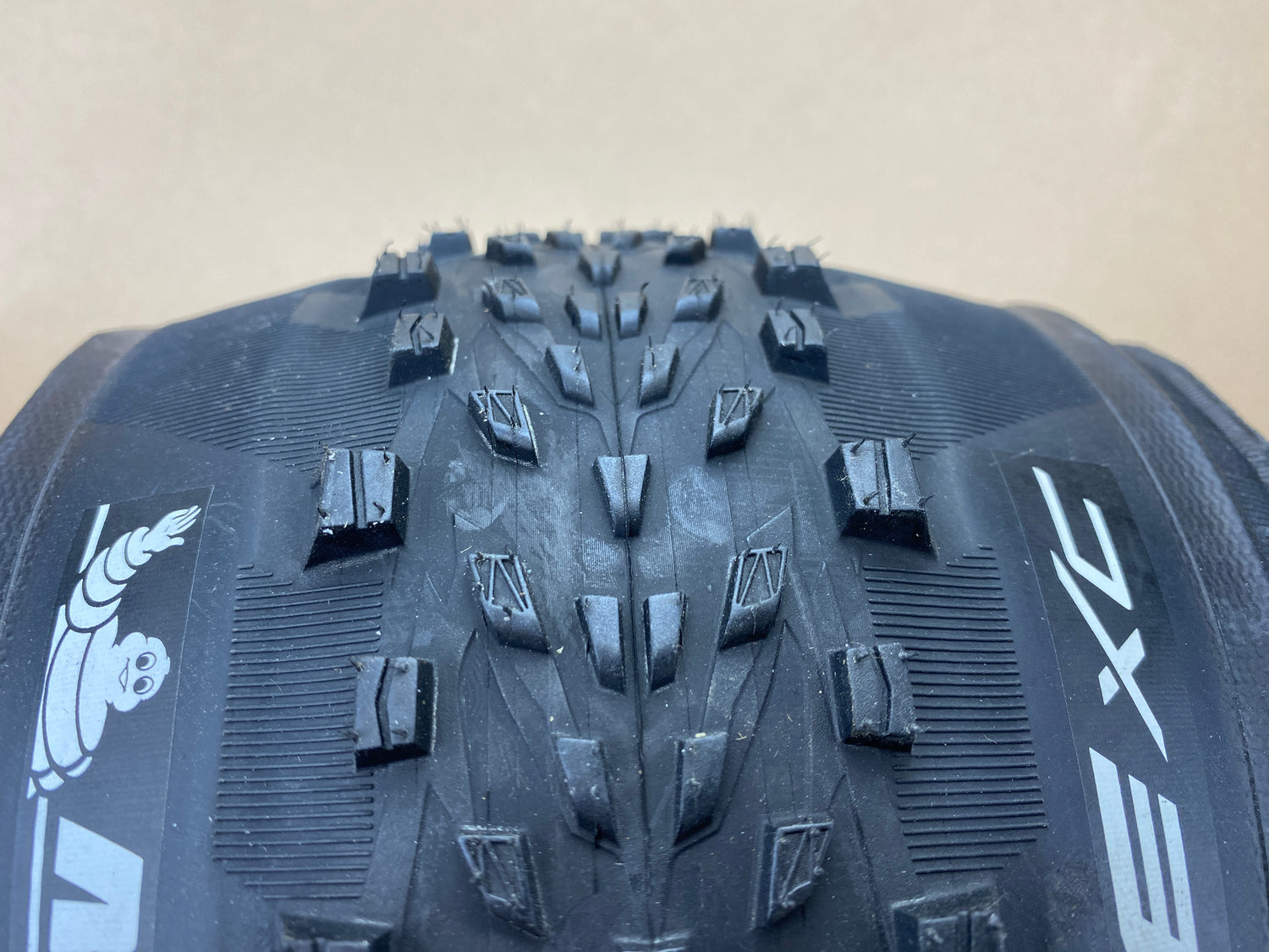 close up of the tire tread