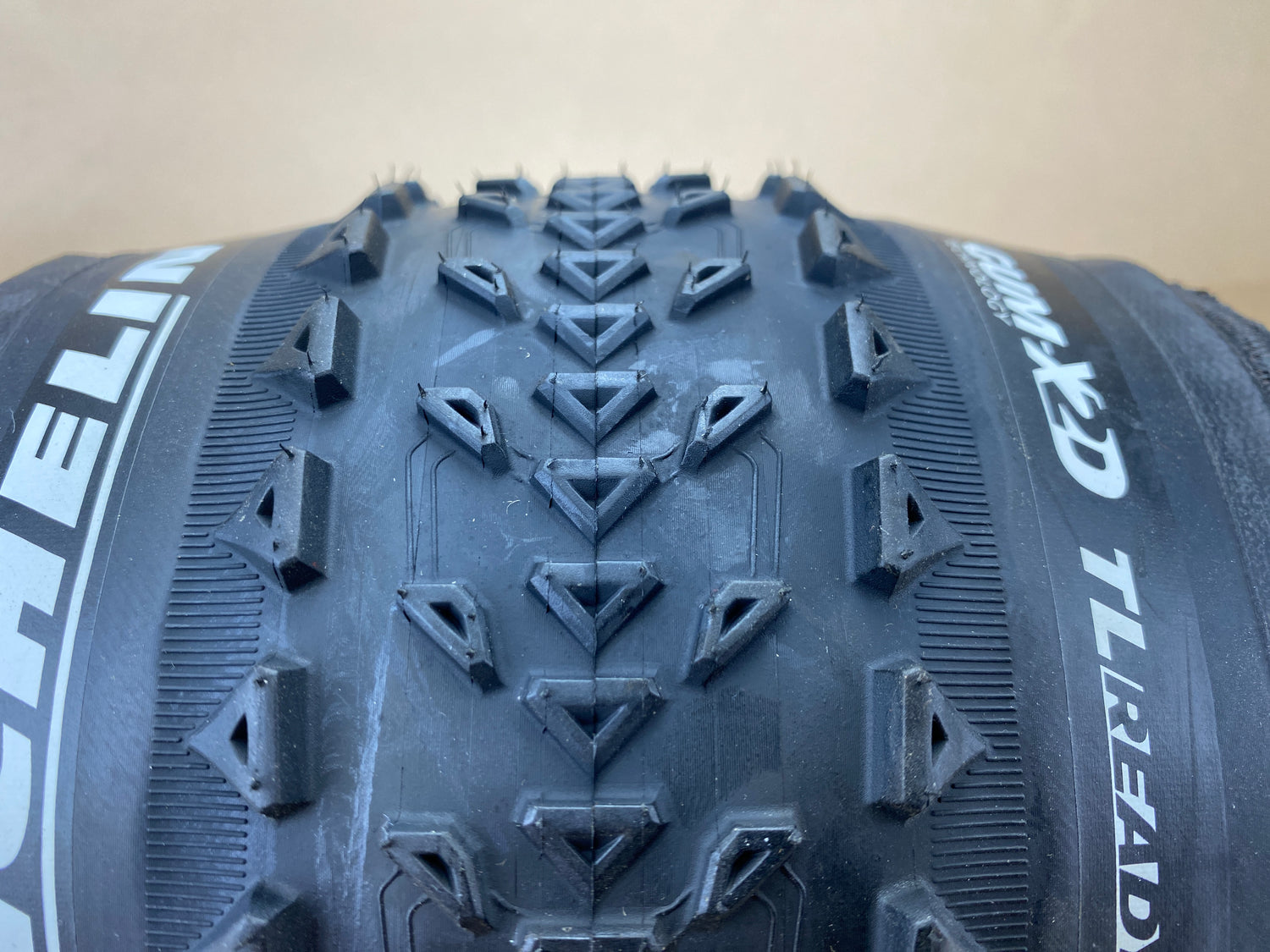 close up of the tire tread