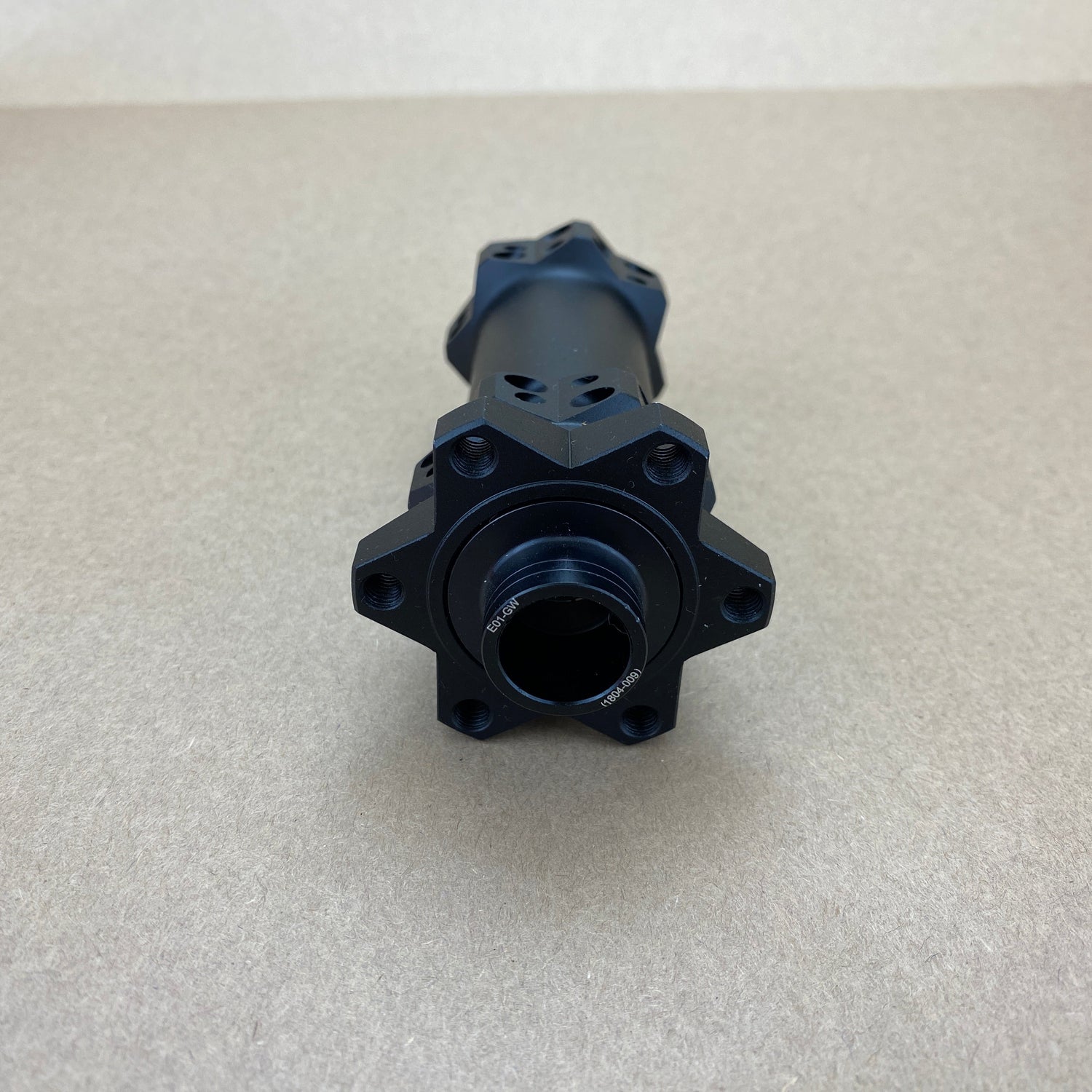 close up of the rotor mount and left axle end