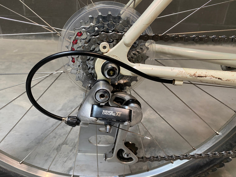 close up of the rear derailleur